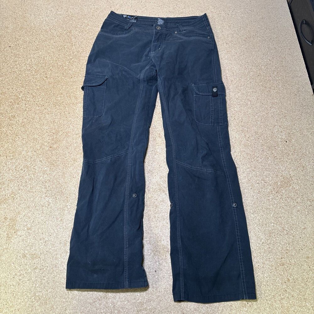 Kuhl Women's 6 Reg Cargo Pants Black Roll Up Snap Hiking Outdoor B1
